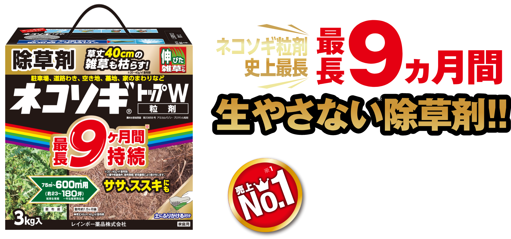 ネコソギ粒剤史上最長 最長9ヶ月間 生やさない除草剤!! 売上No.1  ネコソギ®︎トップW 粒剤